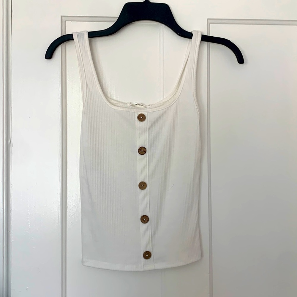 Super cute, white button-down tank from Marshalls